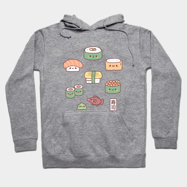 Cute Japanese Sushi Nigiri Maki Gunkan Set Hoodie by rustydoodle